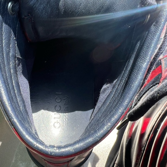 Gucci high top sneaker burgundy and navy blue size 7.5 runs big - Picture 4 of 7